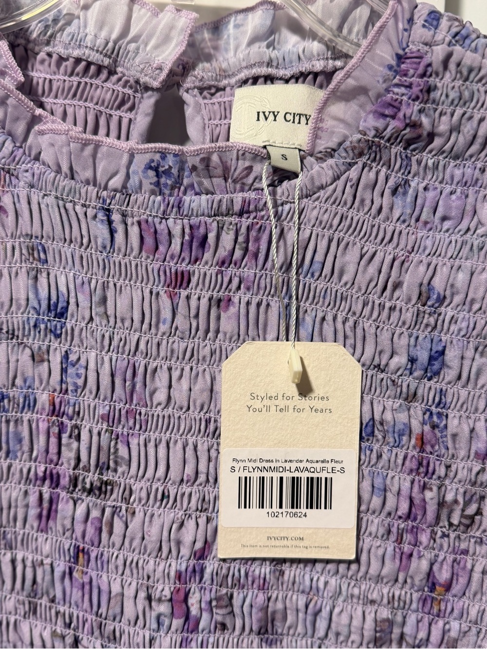 IVY CITY Women’s Lavender Floral Smocked Dress - Picture 2 of 3